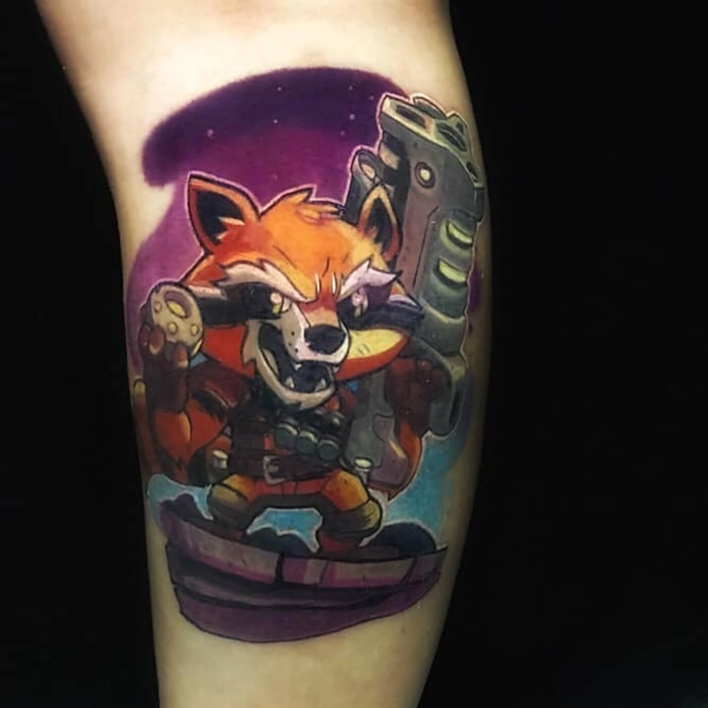 Tatuagem Raposa guardiã — Colorida, Panturrilha
